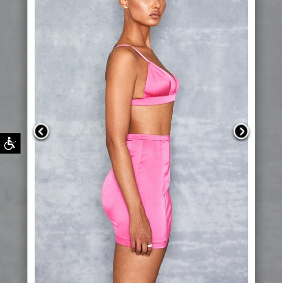 Mistress Rocks 'SMITTEN'Pink Satin Two Piece Set - Picture 6 of 12